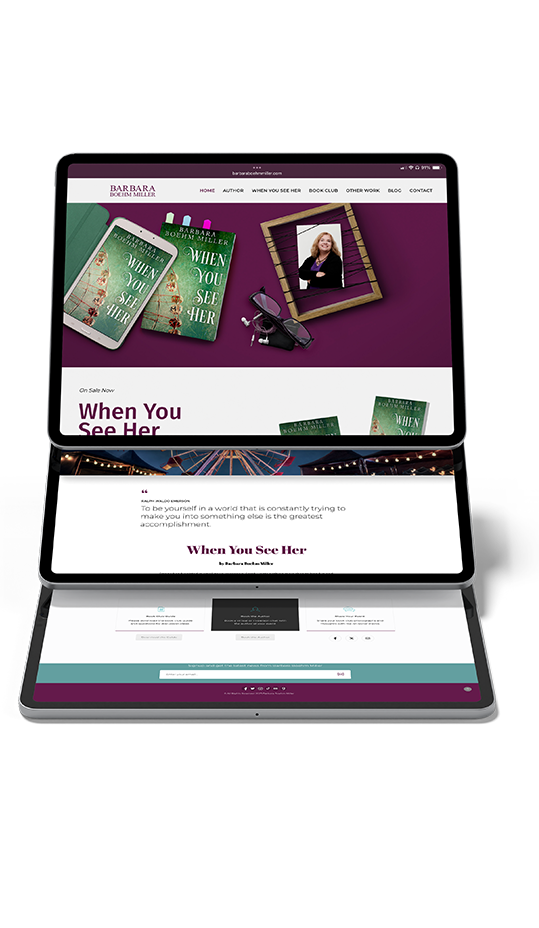 Layout of tablet with images of web page displayed