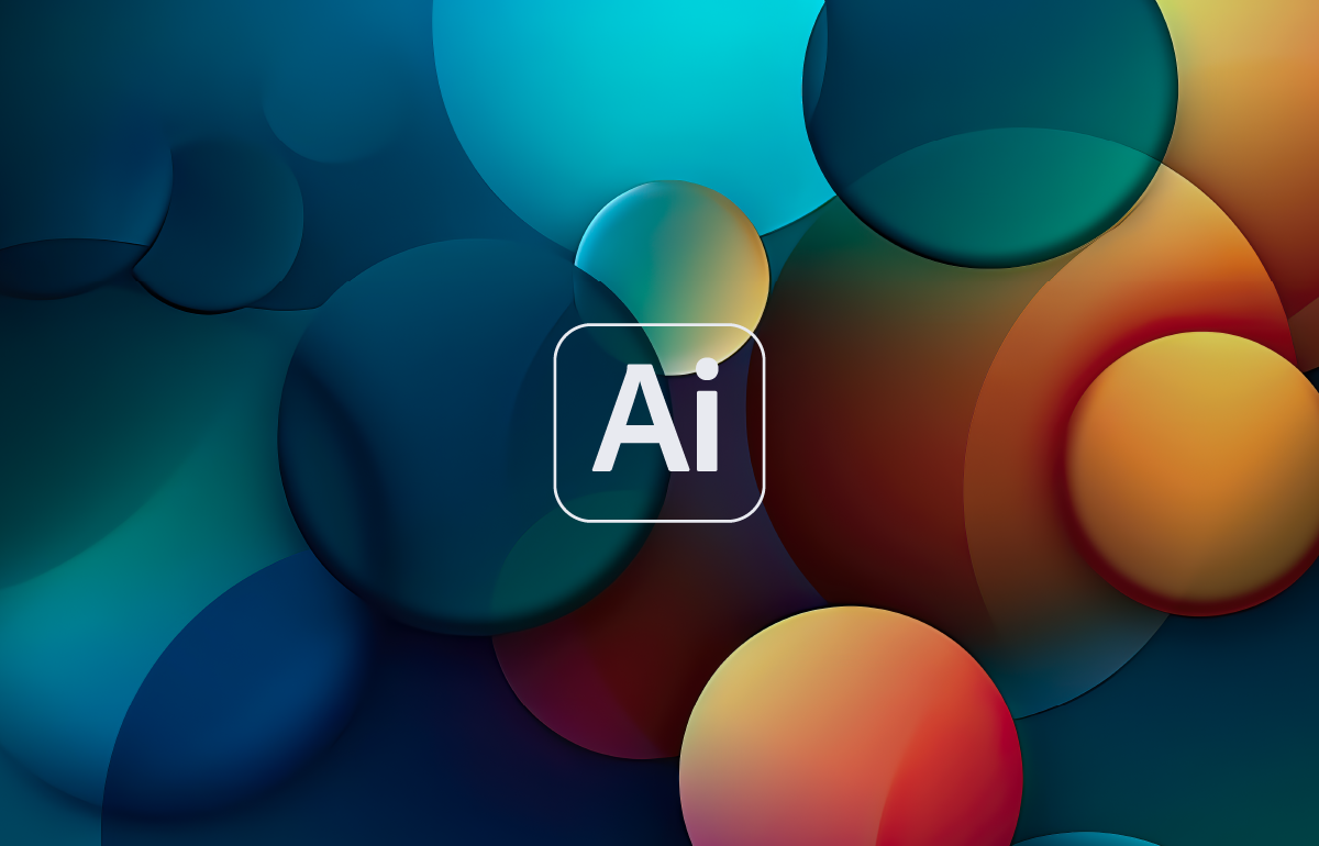 Green teal and Orange 3d bubbles with the letters AI